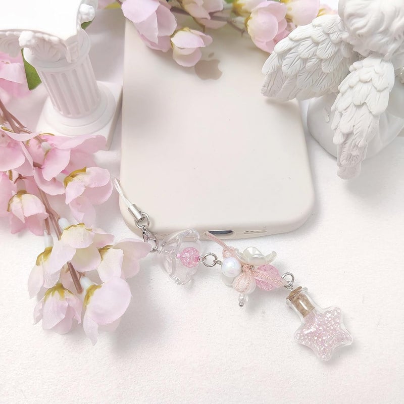cioatu 1-4PCS Cute Phone Charms Aesthetic Y2K Cell Phone Charms Strap Strawberry Butterfly Star PhoneCharm Y2K Accessories for Bag Keychain Airpods Camera Pendants Decor - Image 3